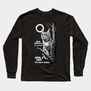 Enigmatic Eclipse Feline - Celestial Gaze Artwork Long Sleeve T-Shirt